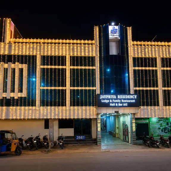 Jaypriya Residency Sattur hotel exterior at night